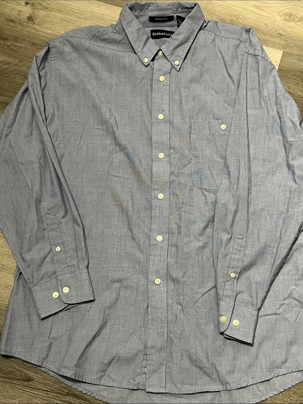 Ultraclub Men's Light Blue Button-Down Casual Shirt